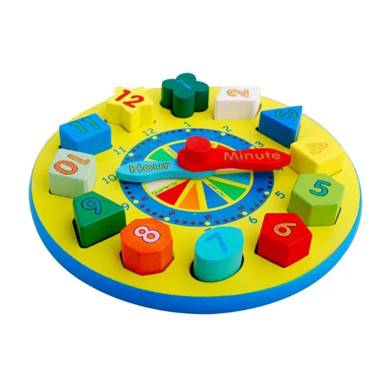 

1Set Wooden Time Clock Number Teaching Sorting Toys Building Blocks Puzzle Tools Kit for Kids Children Educational Toy