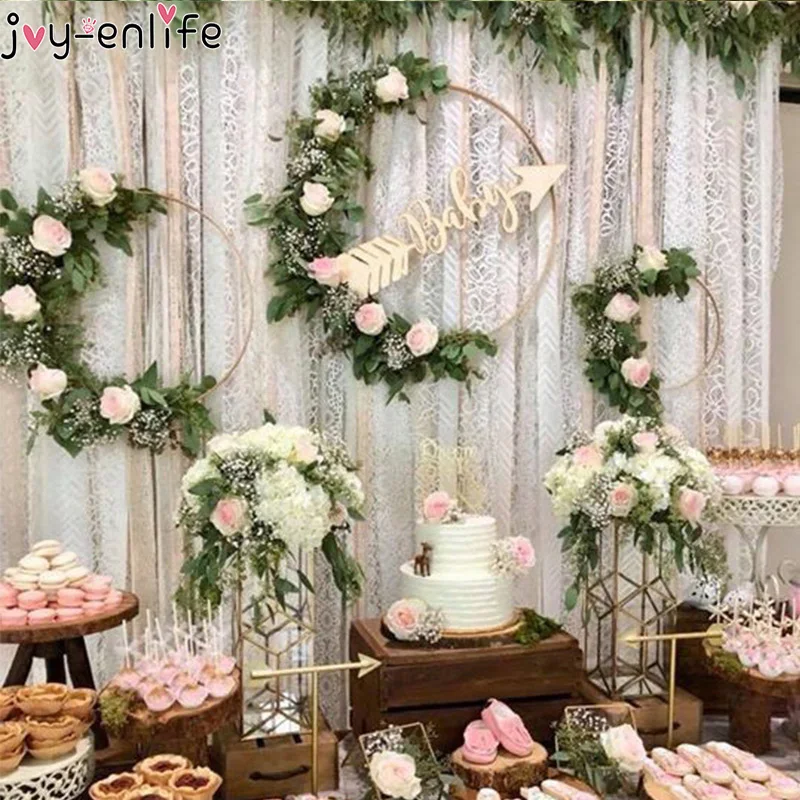 

JOY-ENLIFE 1pc 10-40cm Iron Metal Wreath Wedding Decor Copper Wreath Baby Shower Party Backdrop DIY Decor Supply Metal Wreath