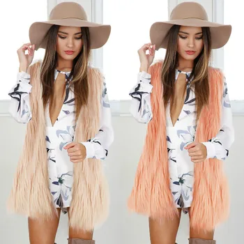 

Elegant Winter Shaggy Fur Vest Women Fluffy Warm Sleeveless Female Outerwear Autumn Winter Waistcoat Jacket Hairy Overcoat