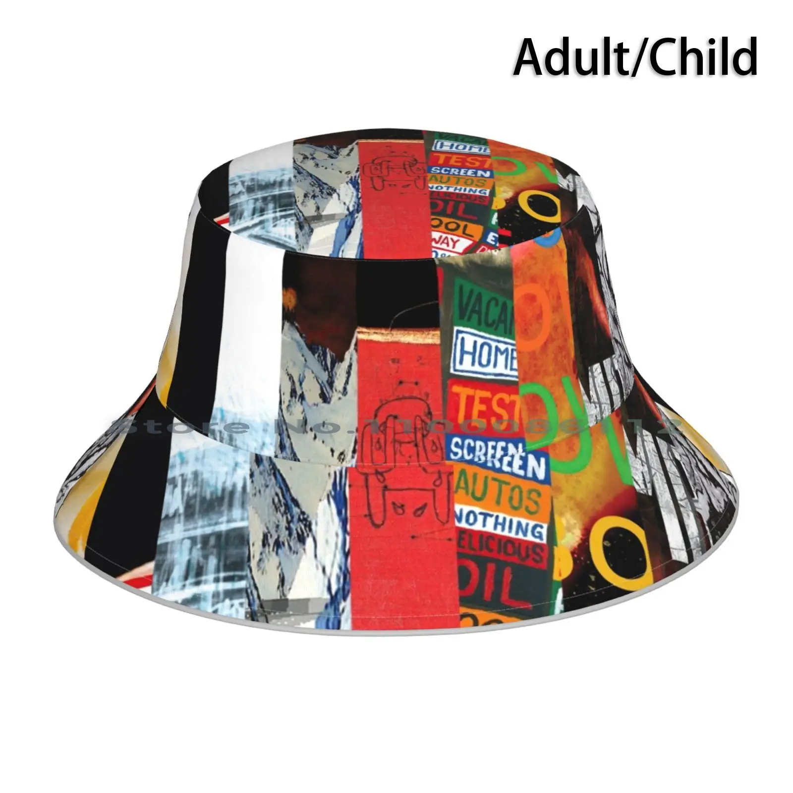 Radiohead Album Mashup Cappello Da Pescatore Berretto Da Sole Fascia Radiohead Cover A Forma Di Luna Piscina Amnesiac Grandine Al Ladro In Arcobaleni 