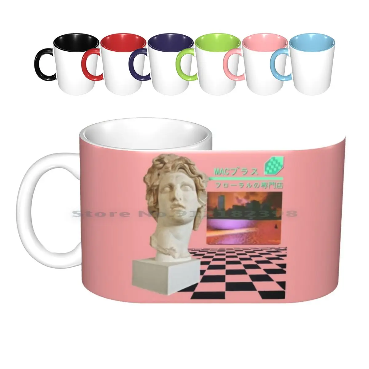 Shoppe-Macintosh Floreale Plus Tazze In Ceramica Tazze Da Caffè Tazza Da Tè Al Latte Macintosh Plus Shoppe Floreale Meme Estetico Creativo