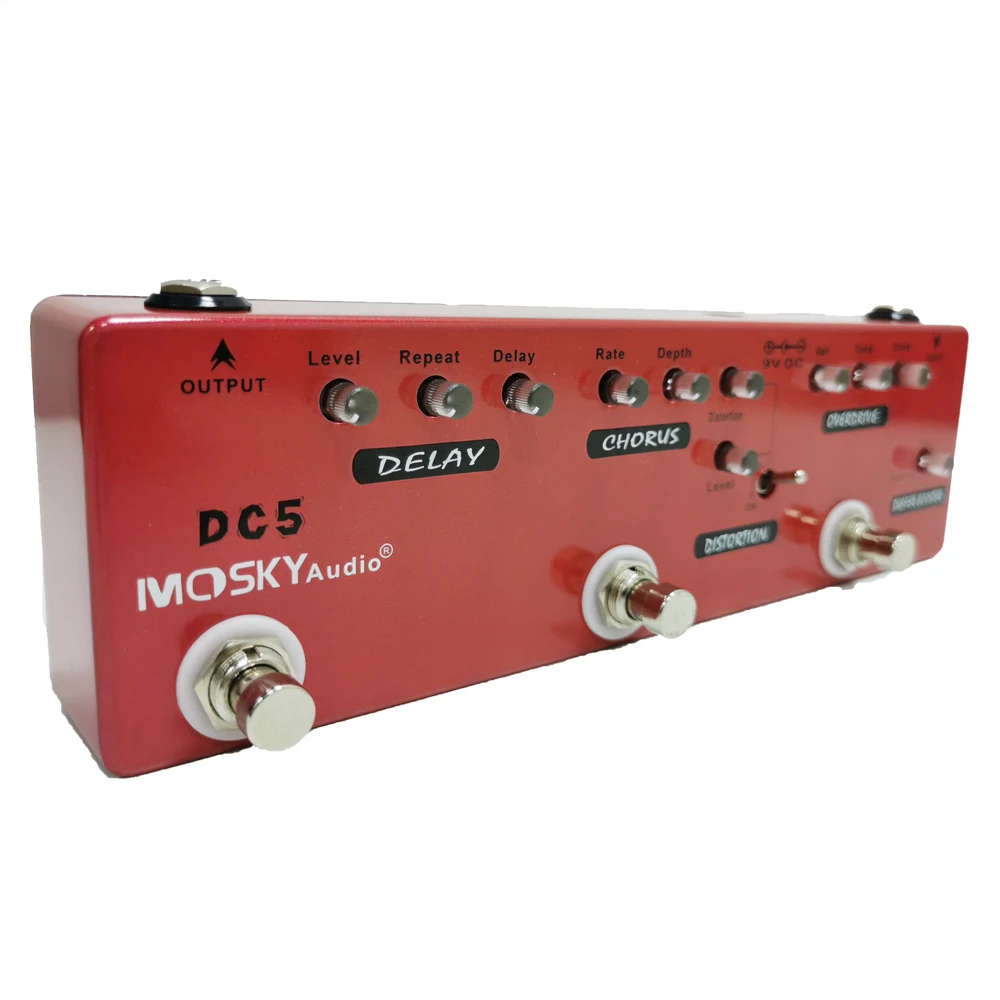 Mosky dc5 6-in-1ギター,マルチ効果,ペダルブースター,バッファ