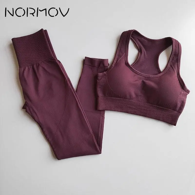 Комплект Спортивный для йоги NORMOV бесшовный с бюстгальтером + леггинсами | Спорт и