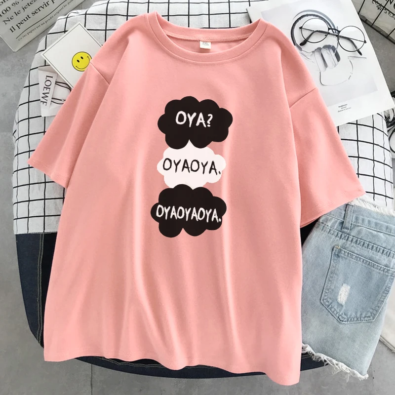 oya Anime Letter Style Print camisetas para mujer moda Tee ropa verano Hip Hop camiseta marca gran oferta Top para mujer|Camisetas| - AliExpress