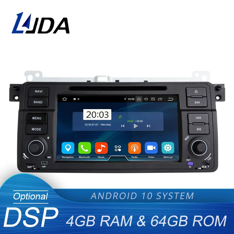 Автомобильный DVD-плеер LJDA Android 10 0 для BMW E46 3 серии 318 320 325 M3 1 Din автомобильное радио