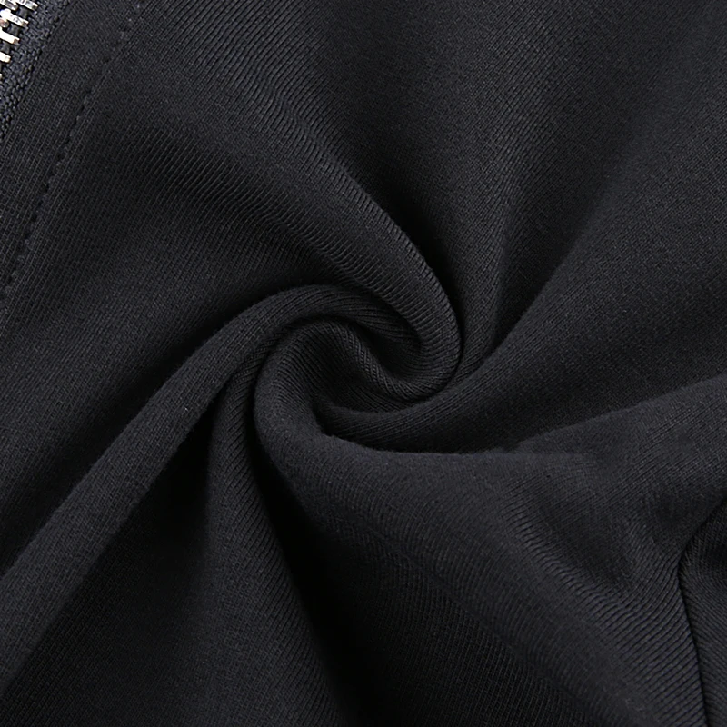Waatfaak на молнии Повседневная осенняя куртка для женщин отложной воротник с длинным рукавом Короткие куртки Топ базовый Harajuku черные женские куртки