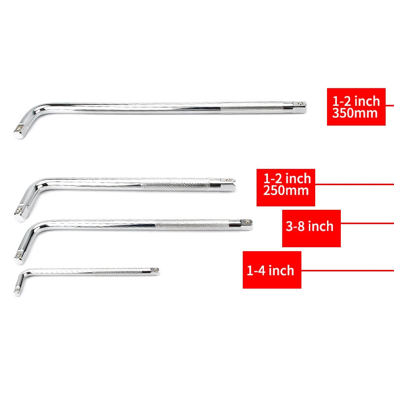 

L Type Socket Bent Bar 150mm 250mm 350mm L-handle Wrench Tools 6/10/ 14 inch Curved Rod Chrome Vanadium Steel