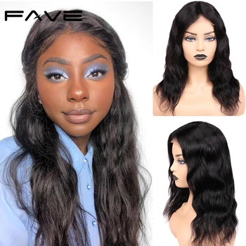 

FAVE 4*4 Lace Closure Natural Wave Human Hair Wigs For Black Women Middle/Side Part Brazilian Remy Hair Glueless Lace Human Wigs