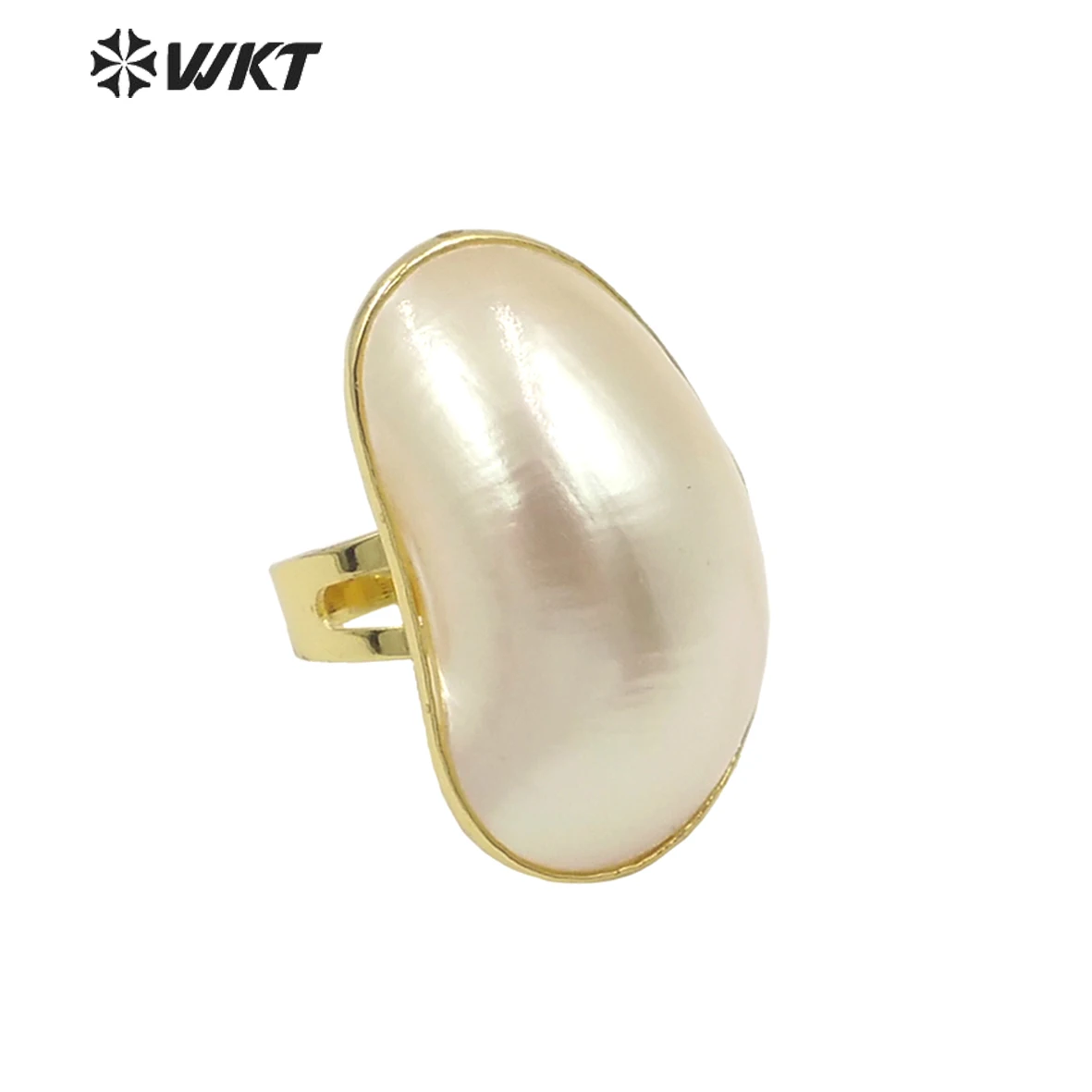 WKT-MPR019 Fashion and lovely gold electroplated Pearl while dignity shell Ring for gift good-looking women white oval MOP | Украшения и