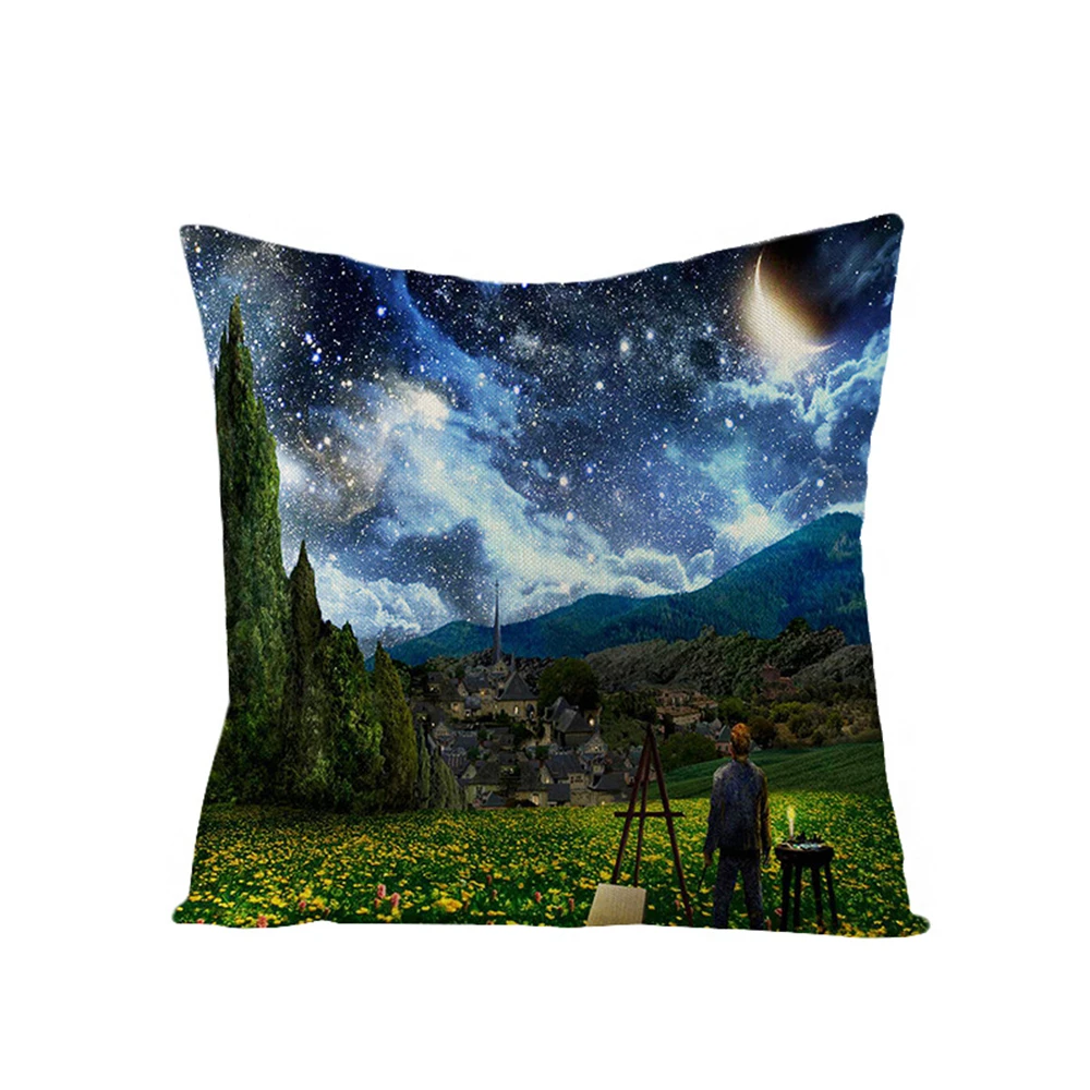 Наволочка Tardis Dr Doctor Who Police Box Van Gogh Starry Ночная Подушка Обложка 45x45 см (с одной