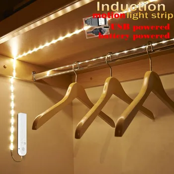 

PIR Motion Sensor LED Under Cabinet light For Kitchen Closet SMD 2835 AAA Battery Powered LED Strip Night Lamp Bedside Lamp