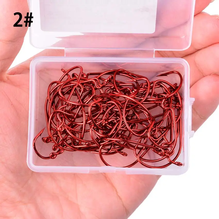 50pcs/ Box high-carbon steel fishing hooks 5/0#-6# crank fishing hook lure worm pesca for soft bait fish tackle accessories
