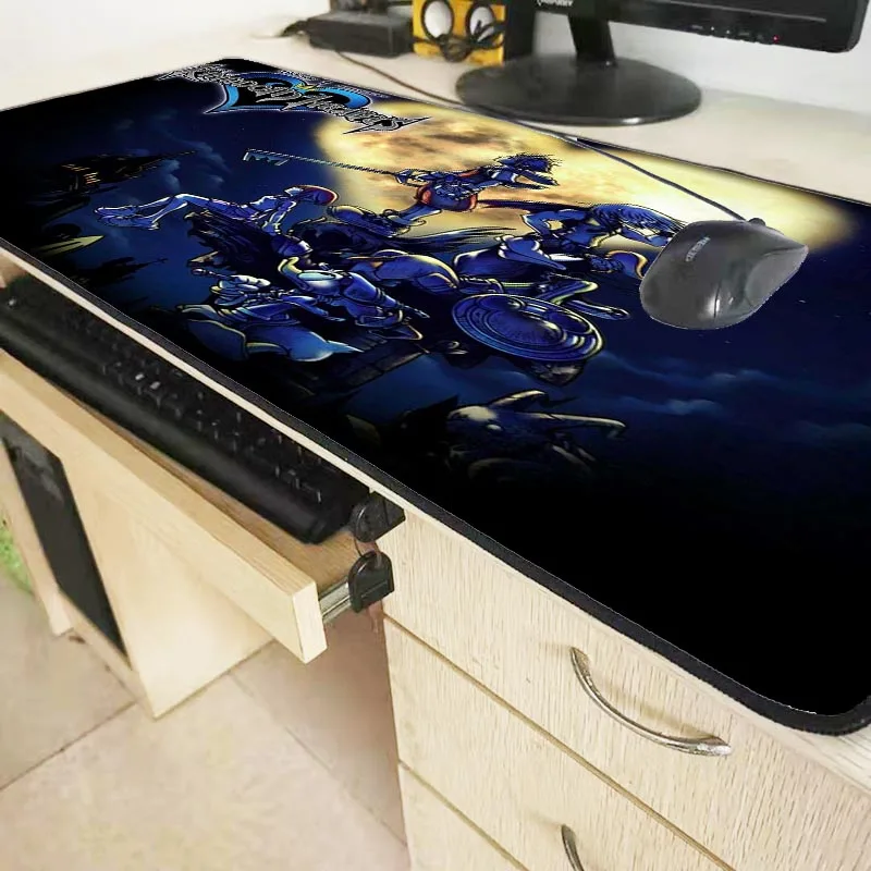 Large Anime Mouse Pad Gamer Mousepad Rubber Gaming Desk Mat with Locking Edge for Kingdom Hearts Fo