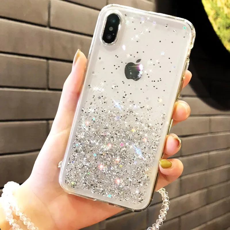 HG Роскошный чехол для iPhone X XR XS MAX 6 6S 7 8 Plus сверкающий блеск блестки Звезда Блеск