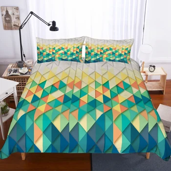 

Colorful Geometric Pattern Bedding Set Bedroom Decor 100% Microfiber Hypoallergenic with Zipper 1PC Duvet Cover with Pillowcases