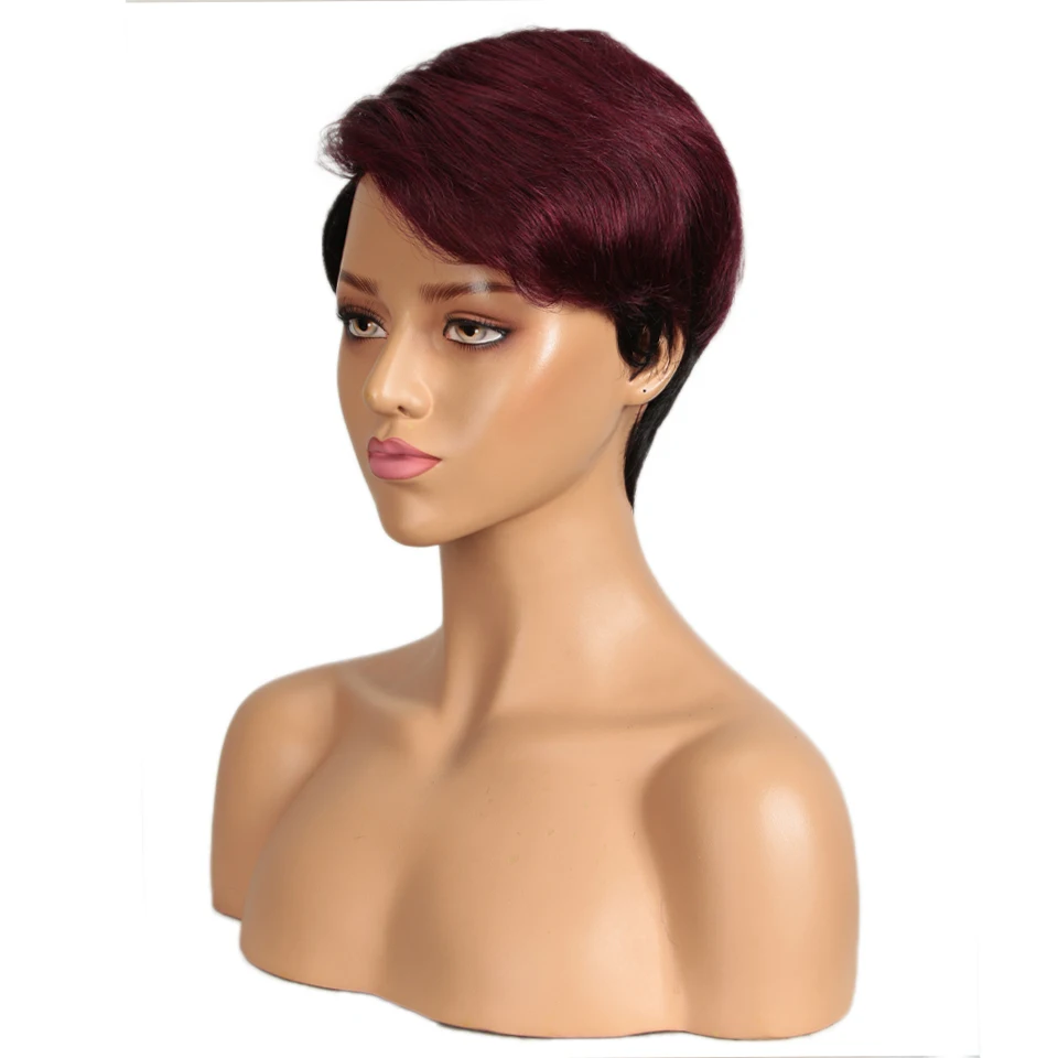 Sleek Short Human Hair Wigs 100% Remy Brazilian Hair Wigs U Part Lace Wigs Straight Hair Wigs Ombre Color Lace Wigs For Women