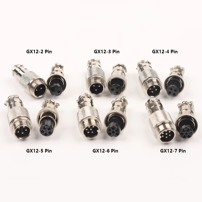 GX12 Butt type Electric Aviation Socket & Plug 12MM Docking Power Male & Female Wire Connector 2/3/4/5/6/7 Pin