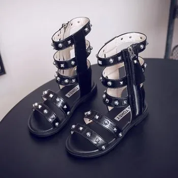 

Summer Fashion Children Baby Girl Cut-outs Gladiator Rivet Rubber Sandals Princess Leather Sandals Shoes Kids Girls
