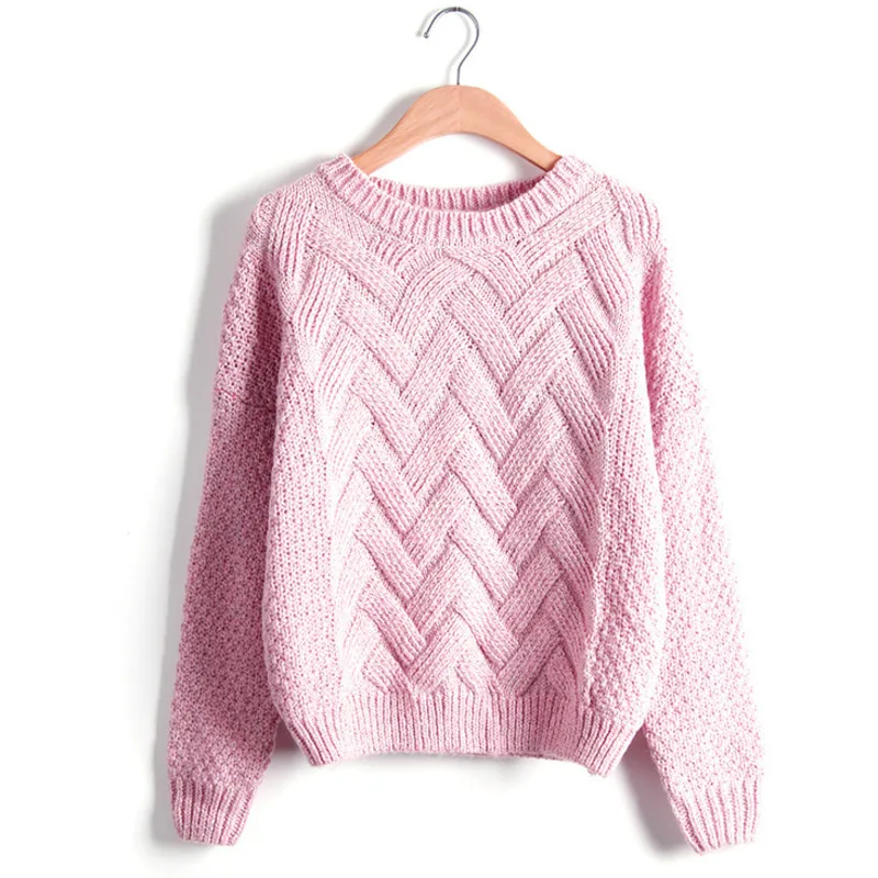 

Autumn Winter Women Sweaters And Pullovers Twist Knitwear Korean Style Thick Warm Female Long Sleeve Jumper Knitted Pink Sweater