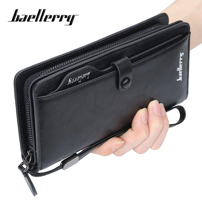 

Baellerry Luxury Brand Men Wallet Long Clutch Purses Top-quality Leather Card Holder Fashion High Capacity Business Slim Wallet