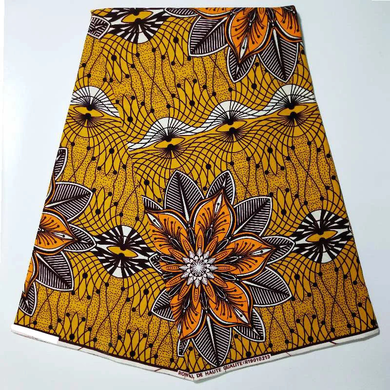 Нигерийской Африканской Анкары золотой воск печати ткани, цветочный дизайн хлопок африканская одежда материал