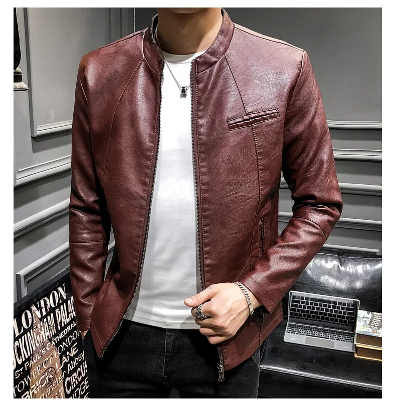 Осень и зима стиль Slim Fit плюс бархат Молодежная мужская одежда Локомотив повседневное кожаное пальто Мужская Верхняя одежда городская мода Y