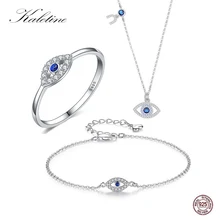 KALETINE, браслет от сглаза, кольцо, 925 пробы, серебряные ювелирные наборы, синие наборы ожерелья из камней, ювелирные изделия из Турции, комплект из 3 предметов для женщин