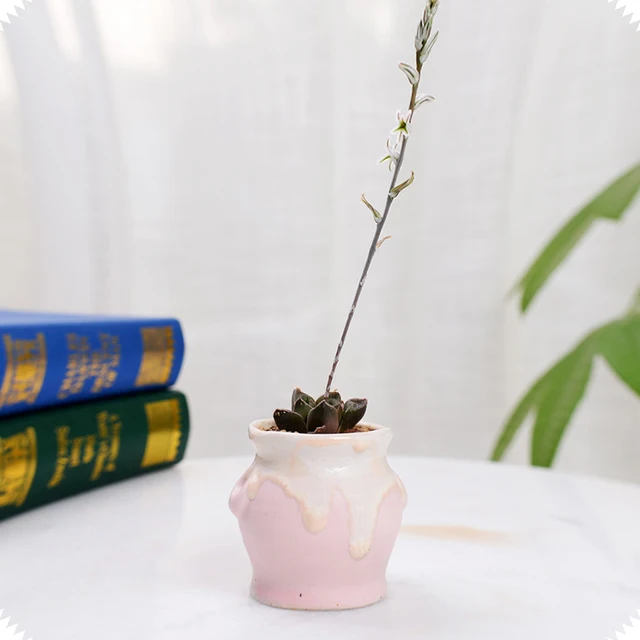 Strongwell Otthoni Dekoráció Miniatűr Modell Virág Edények Áramlási Mázas Aszimmetria Váza Íróasztal Díszek Figurák Kerámia Edény - Image 3