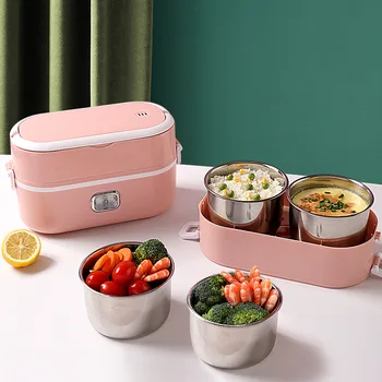 

Multifunctional Electric Lunch Box Portable Outdoor Stainless Steel Bento Boxes Double Heating Food Container Kitchen Lunch Box