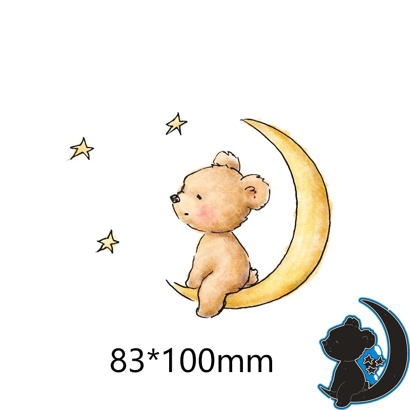 Metal Cutting Dies Bear sitting on the moon new for decoration card DIY Scrapbooking stencil Paper Album template 83*100mm | Дом и сад