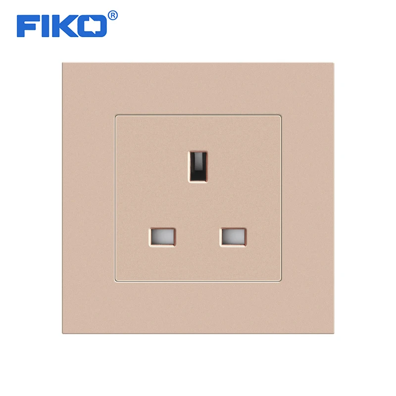 

FIKO 13A British socket 86mm *86mm Champagne gold PC panel family hotel wall power socket