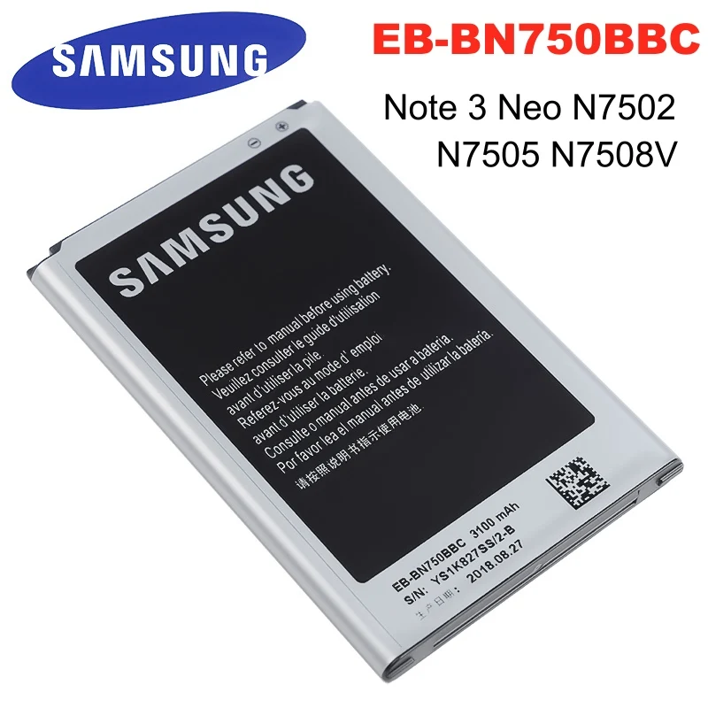 Оригинальная батарея Samsung 10000 мАч для Galaxy Note 3 Neo N750 N7505 N7502 N7500Q N750K N750S E510 с NFC|Аккумуляторы мобильных телефонов| |