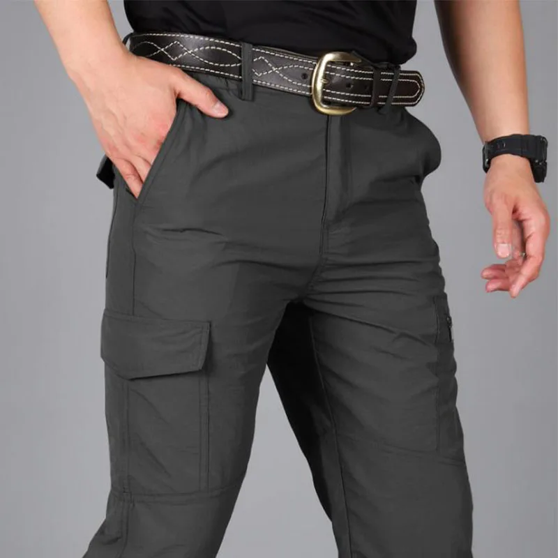 Мужские уличные городские тактические брюки, водонепроницаемые быстросохнущие дышащие брюки-карго для альпинизма, рыбалки, охоты, военных боевых штанов - Цвет: Black