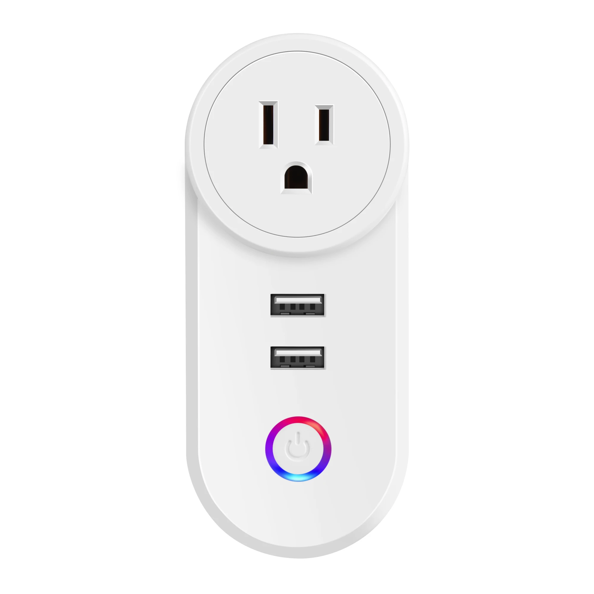 US plug Умная розетка USB, умная розетка WiFi, пульт дистанционного управления, таймер, два выхода USB, голосовое управление, работает с приложением Google Home Alexa Tuya - Цвет: US plug