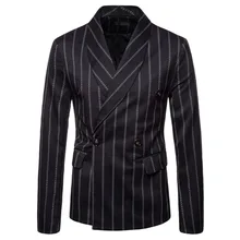 Новые осенние мужские блейзеры в полоску с воротником-шарфом, зимняя верхняя одежда, Смарт повседневные тонкие куртки для мужчин размера плюс, пальто, костюмы 4XL