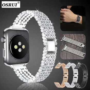 

Crystal Diamond strap for Apple Watch band 38mm 42mm 40mm 44mm stainless steel Replacement Bands for iWatch series 5 4 3 2 1
