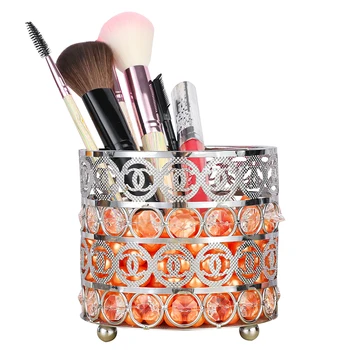 

New Europe Style Crystal Makeup Brush Tub Eyebrow Pencil Organizer Crystal Beads Jewelry Storage Box Home Decoration