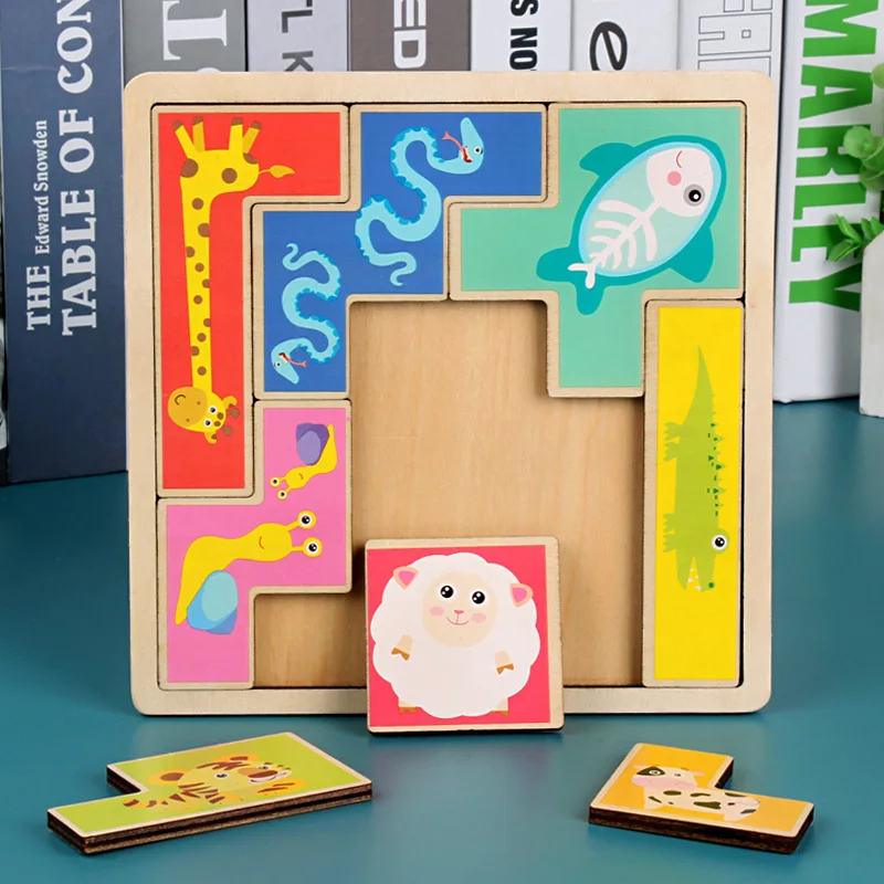 

2-5-Year-Old Children Stereo Animal Jigsaw Puzzle GIRL'S Educational Russia Square Shape Jigsaw Puzzle Toy Small Gifts