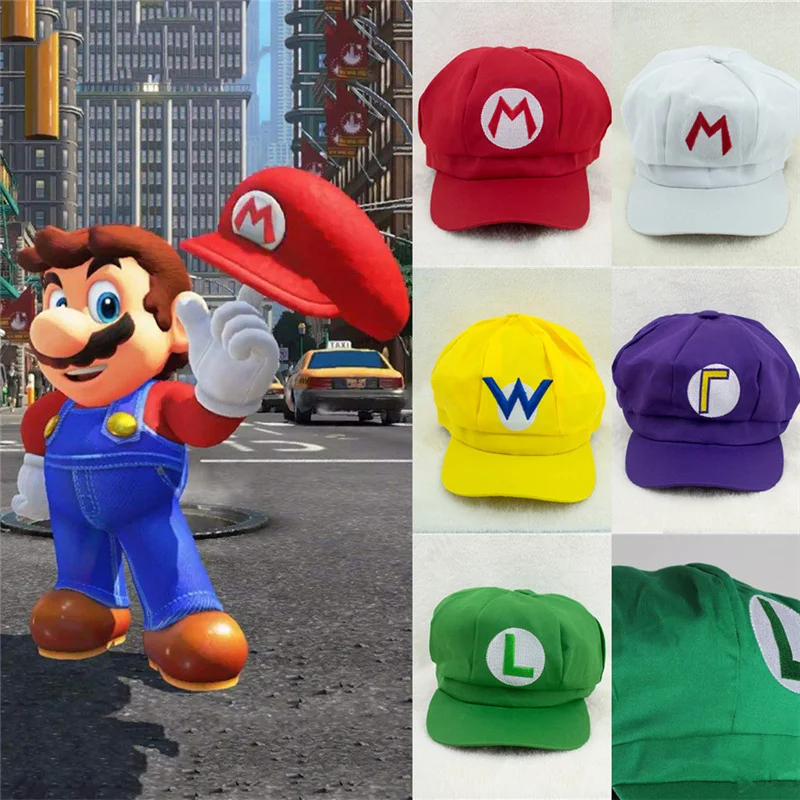 

Anime Classic Game Super Mario Hats Cosplay Props Hats Dome Cotton Caps Boys Girls Baseball Cap Kids Adult anime Accessories