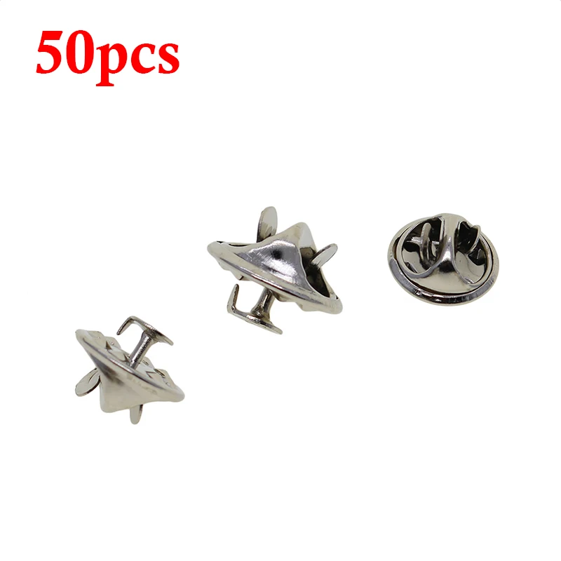 50pcs/set Stainless Steel Round Brooch Pin Base Tray Tie Tack Blank Pins Set Lot
