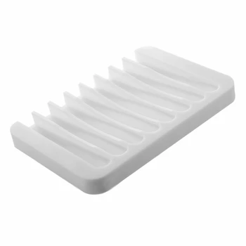 

New Silicone Bathroom Flexible Soap Dish Storage Holder Soapbox Plate Tray Drain Creative Kitchen Tools white