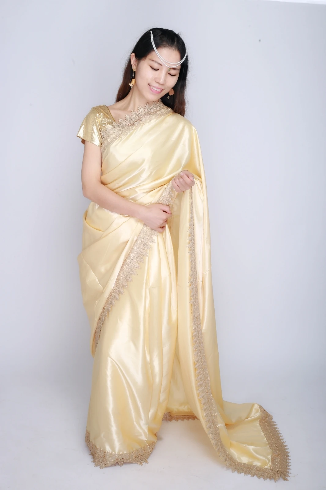 Vestido indiano paquistanês saree kurti sarees para roupas femininas  dourado em lehenga choli índia sari|Roupas indianas e paquistanesas| -  AliExpress