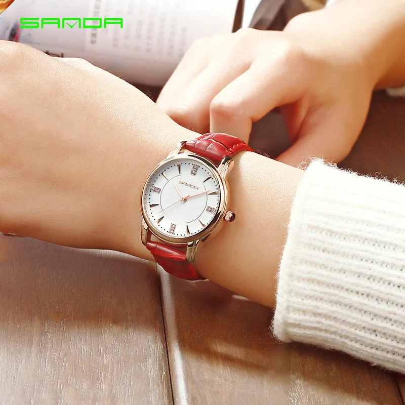 

SANDA Watch Women's Students shi shang zhuang Trend Leather Belt Waterproof Quartz Watch Casual Glorious WOMEN'S Watch