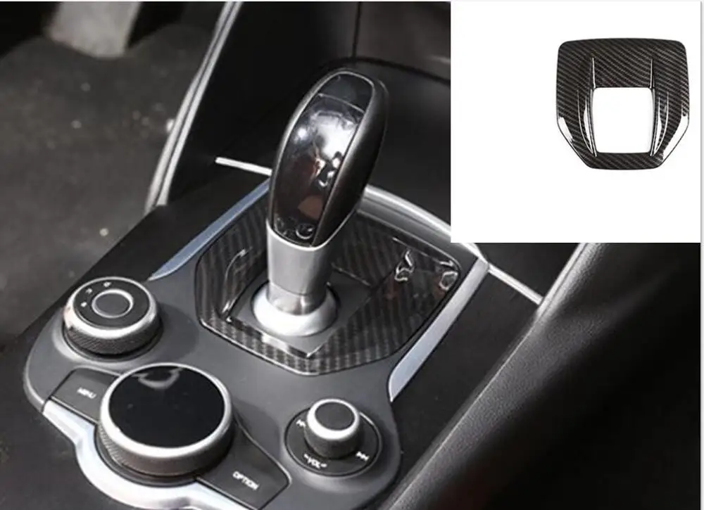 Carbon Fiber For Alfa Romeo Giulia Stelvio ABS Plastic Interior Center Console Gear Shift Panel Cover Trim