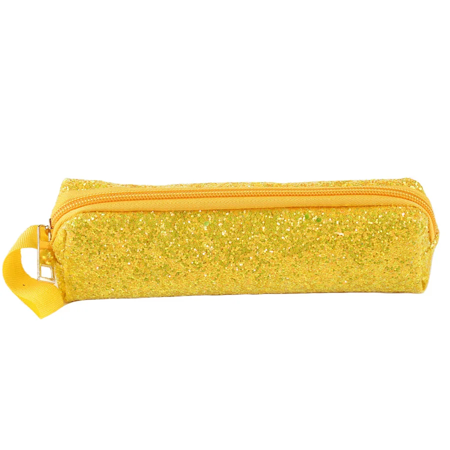 Yellow Чехол-карандаш с блестками, розовый каваи, блестящие школьные принадлежности для девочек, piornik pennenzak okul kalem kutusu piurnik kotak pensil astuccio - Цвет: Yellow