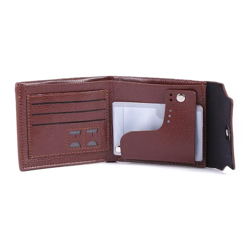 

New Style Students Leather Wallet MEN'S Pu Double Layer Short Wallet Large Capacity Printed Suction Clasp Wallet