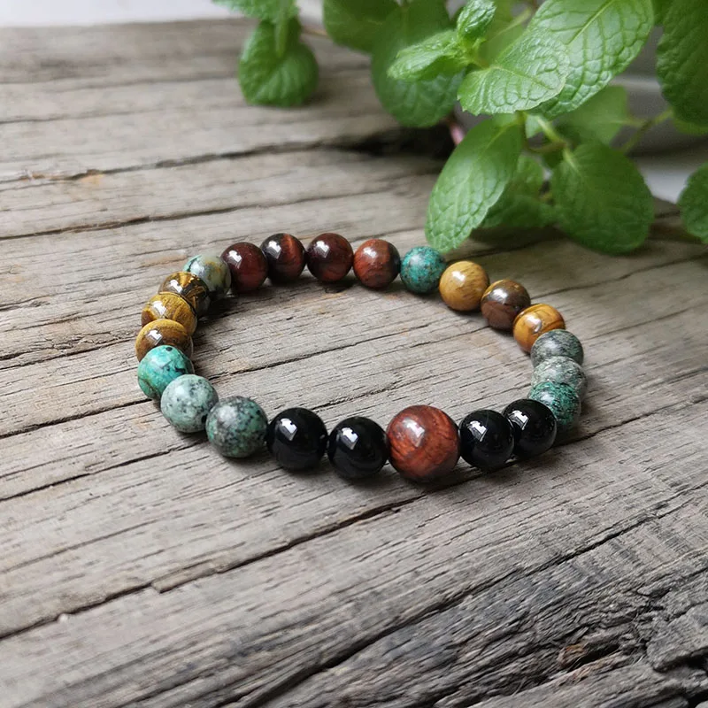 8mm Natural Stone Beads,Prayer Bracelet,African Turquoise,Tigers Eye,Awaken,JapaMala Bracelet,Spiritual Jewelry,Meditation Beads