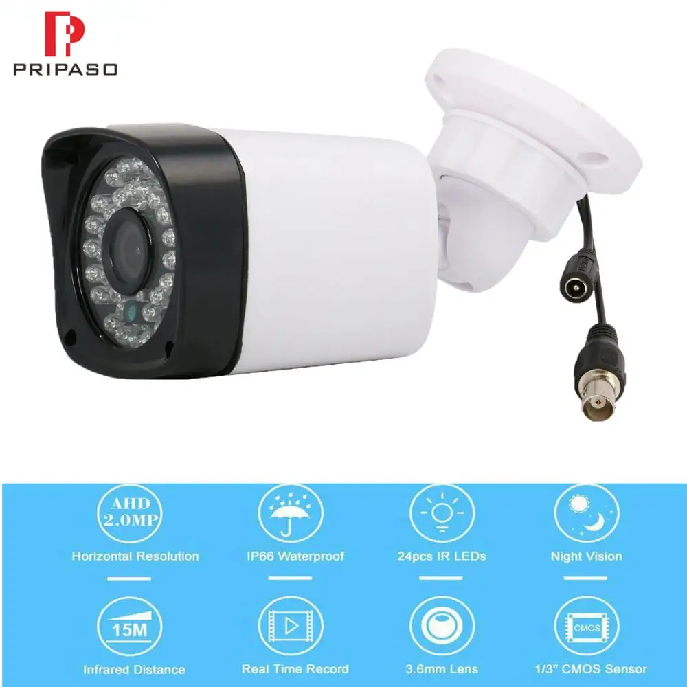 Pripaso HD 1080P Bullet CCTV Camera AHD Analog Security System 2.0MP Outdoor Indoor Waterproof Night Vision Surveillance | Безопасность