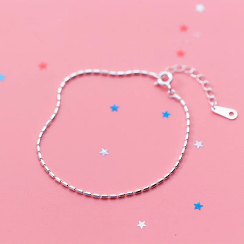 

LOYE 925 Sterling Silver Glossy Bamboo Flower Bucket Shape Bracelet Simple Fashion Bracelets for Women Cute Silver Jewelry