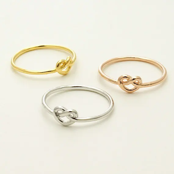 Europe And America Hot Selling Knot Peach Heart Ring Alloy Electroplated Heart-to-Heart Finger Ring Versatile Sweet Heart Ring R